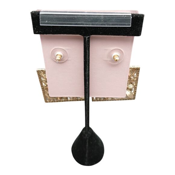 Rachel Parcell Statement Square Drop Earrings Multi-Color Crystal Rhinestone - Picture 3 of 5